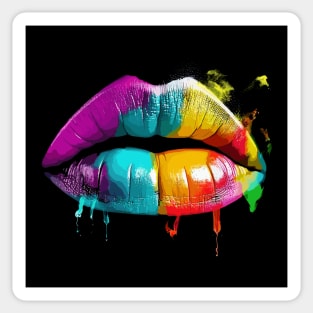 Colorful Rainbow Lips Vibrant and Eye-Catching LGBT Pride Shirt" Sticker